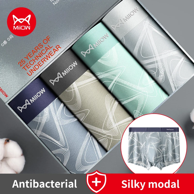 

MiiOW 3Pcs Men's Panties Set Modal Men Underwear 7A Cotton Antibacterial Crotch Man Underpants Autumn Winter Mens Boxer Briefs