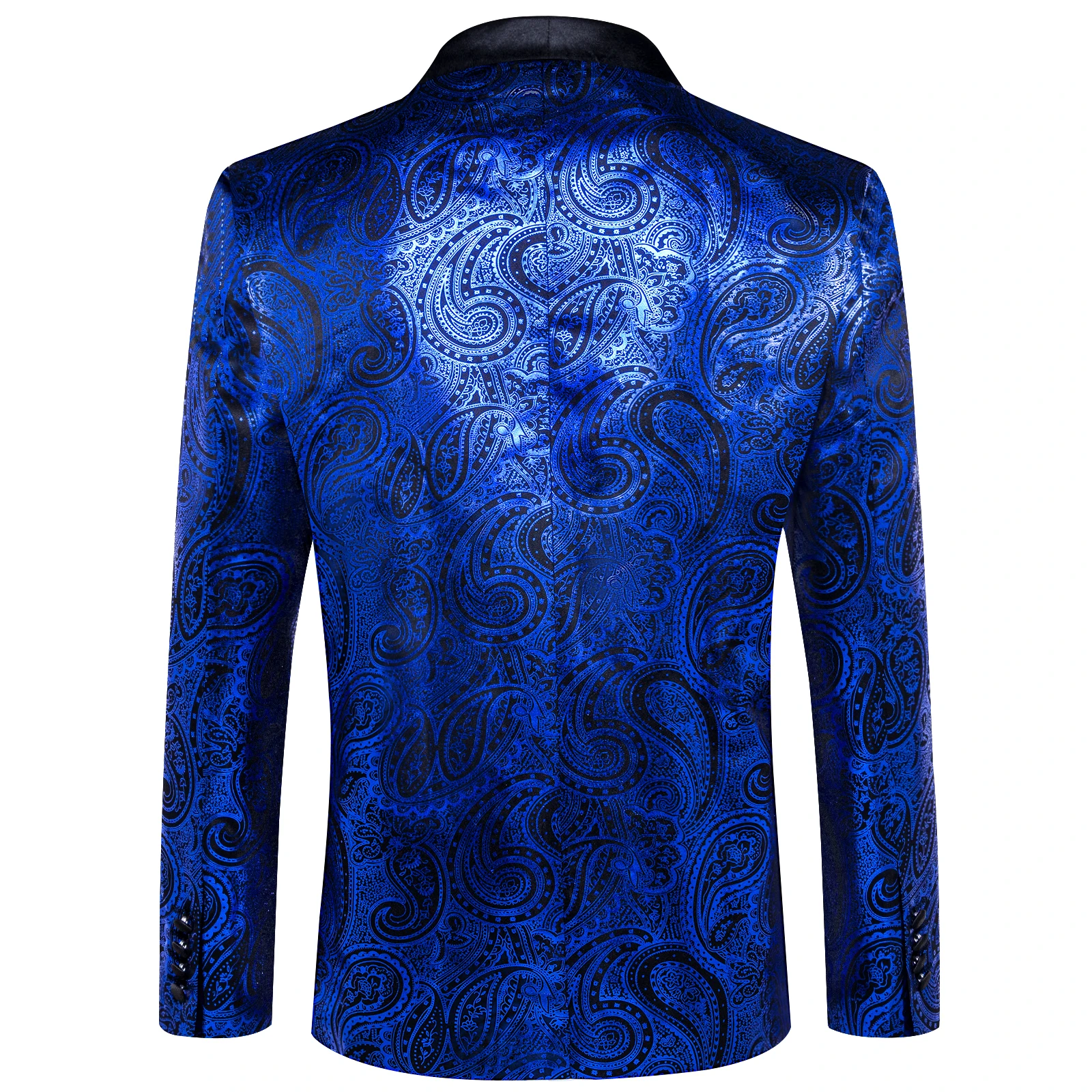 Men\'s Royal Blue Yellow Blazer Coat Business Slim Fit Single Button Paisley Suit Jacket for Business Party Wedding Prom