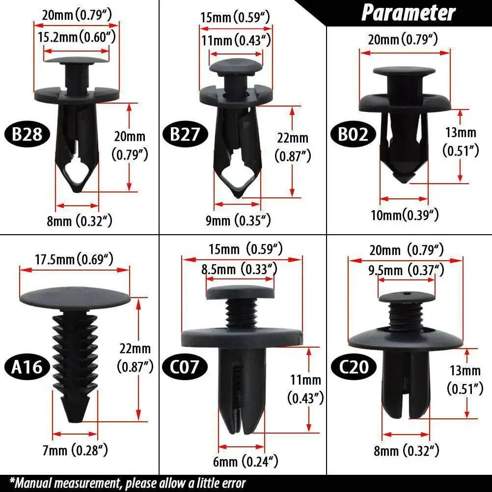 635 Car Plastic Fastener Clips Set with Box Mixed Auto Body Push Retainer Pin Rivet Bumper Door Trim Panel Fastener Clip Kit