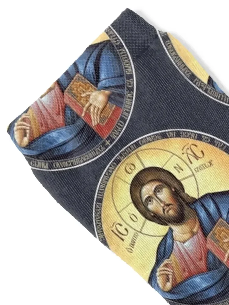 Christ Pantocrator Orthodox Icon Sokken bloemencompressie sportfietssokken Heren Dames