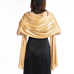 Chal de satén para mujer, vestido de noche, blusa nupcial de satén, Color sólido, elegante, bufanda de moda, rosa y dorado