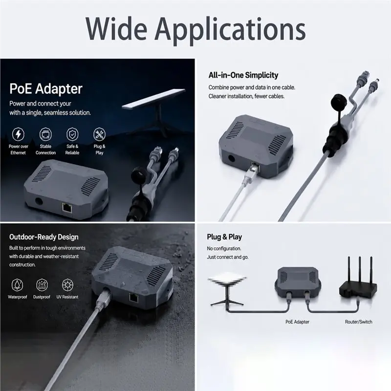 Leading-2-In-1 For Starlink Mini Dishy Power& Data Accessory Passive Poe Injector And Splitter Adapter