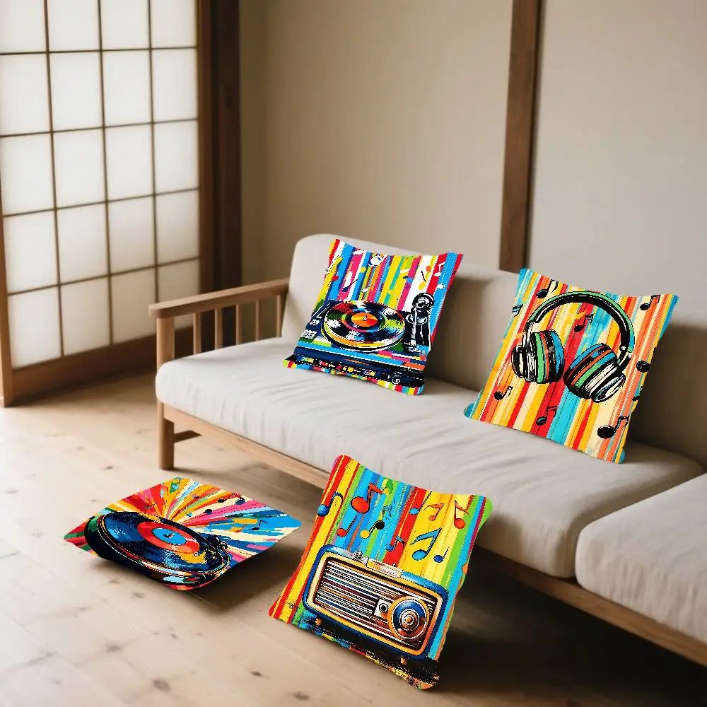 Audio Equipment Series Pillow Case Cushion Cover Soft Cute Throw Pillow Case For Car Sofa Pillowcase Polyester With Zipper