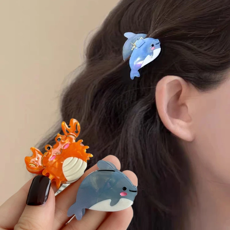 

Детские когти для волос, 2 шт., мини-заколки с океанскими животными, морская звезда, медуза, крабовые зажимы, нетоксичные аксессуары для волос для девочек, 2025 г.