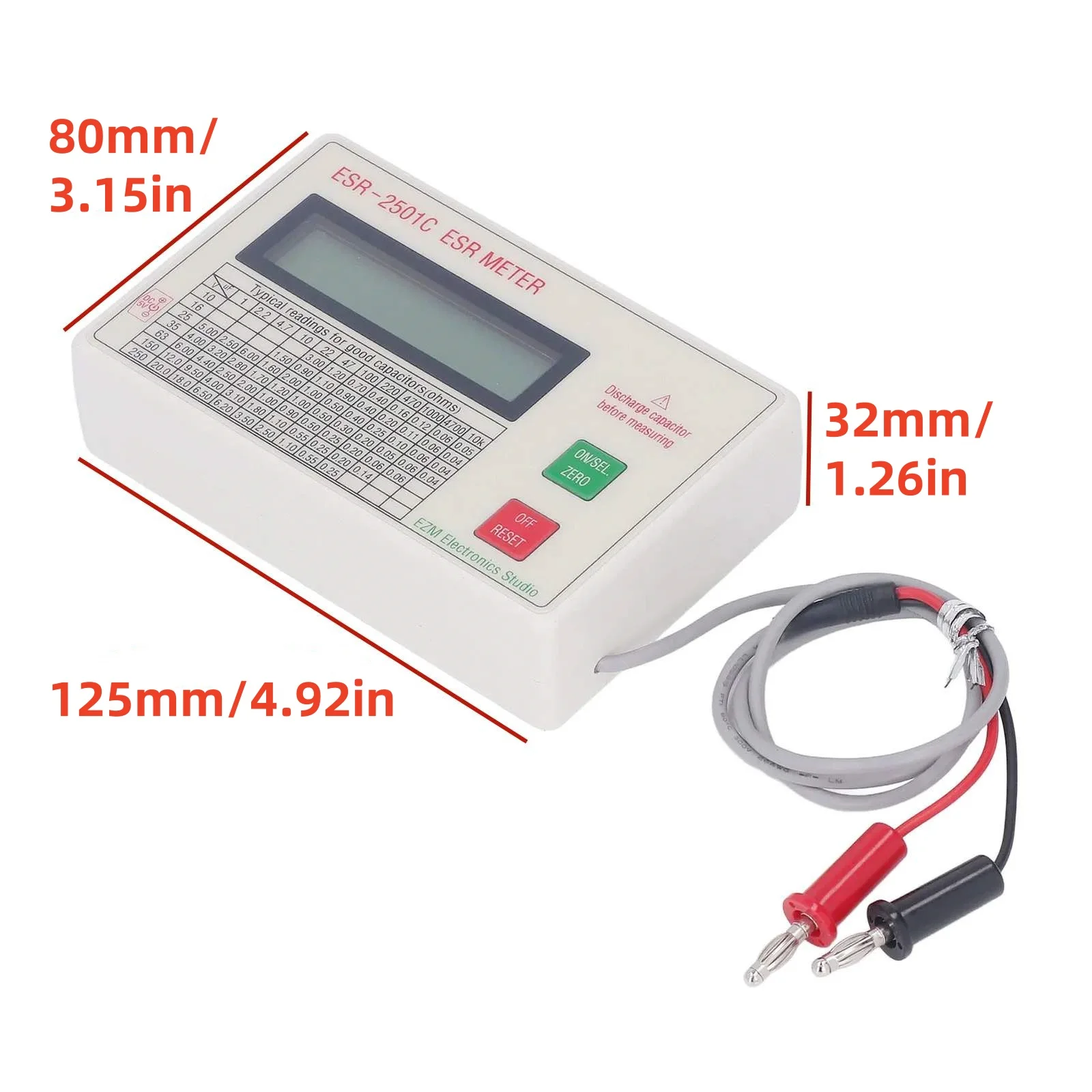 Portable Capacitor Tester ESR DCR Meter 0-25Ω with LCD Display Handheld Digital Capacitance Checker for Circuit Board Repair