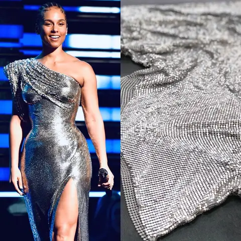 Soft Flexible Silver Aluminum Chainmail Fabric, Metal Sequin Mesh, Fabric for Clothing, Curtains, 45x150cm, 1Pc
