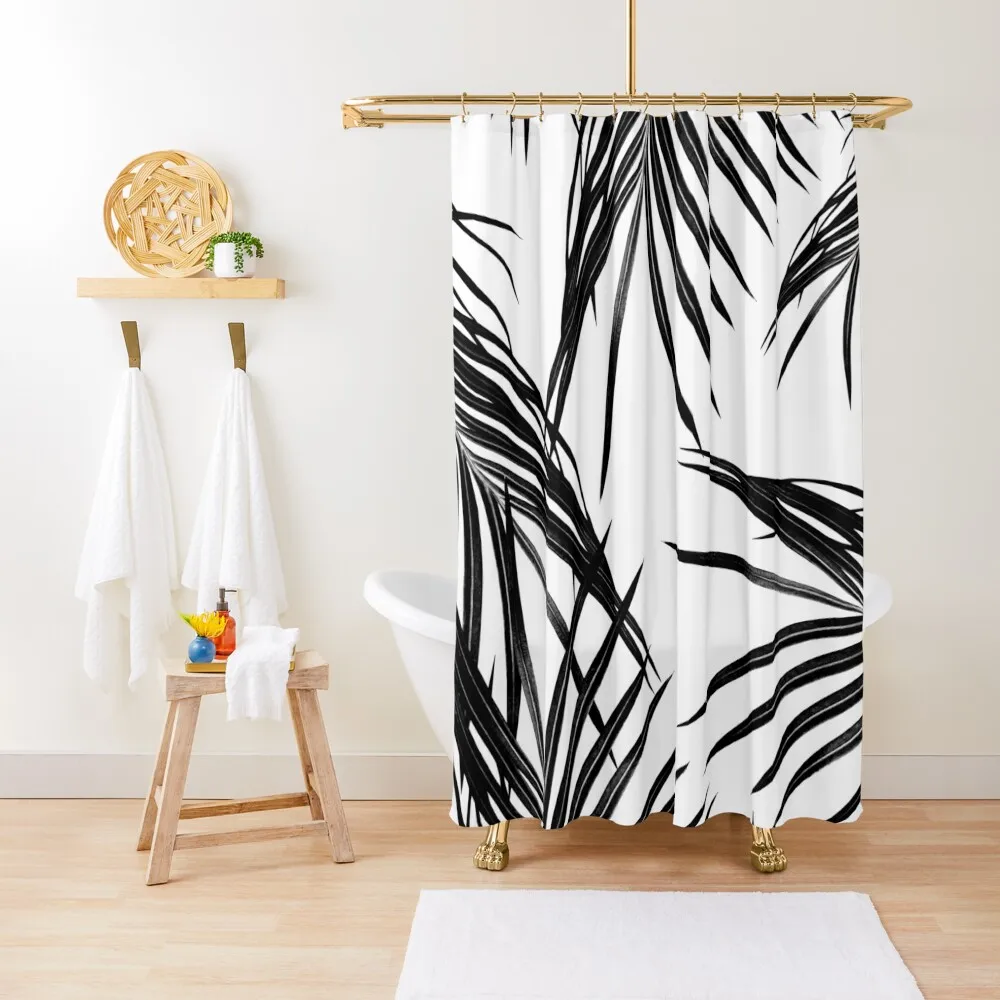 

Black Palm Leaves Dream #1 #tropical #decor #art Shower Curtain Waterproof Fabric Bathroom Curtain