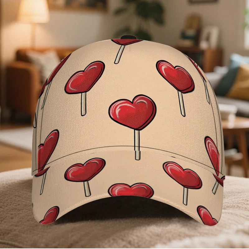 

Классическая бейсболка с принтом в виде сердечек ко Дню святого Валентина, стильная регулируемая кепка с козырьком, идеально подходит для повседневной носки, легкая.