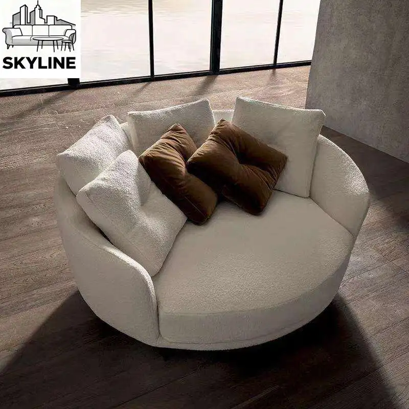 Curved Shell Cotton Linen Single Lounge Sofa, Multi-Purpose Seat for Residential & Retail Spaces