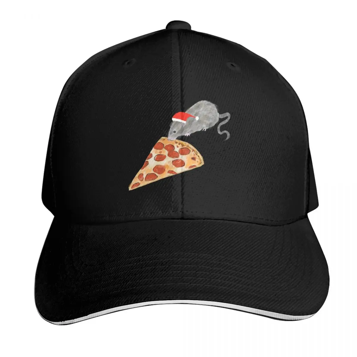 A Very NYC Christmas - Pizza Rat Baseball Cap Strapback Dad Hat Six Panel Structured Crown Sun Protection UPF 50+