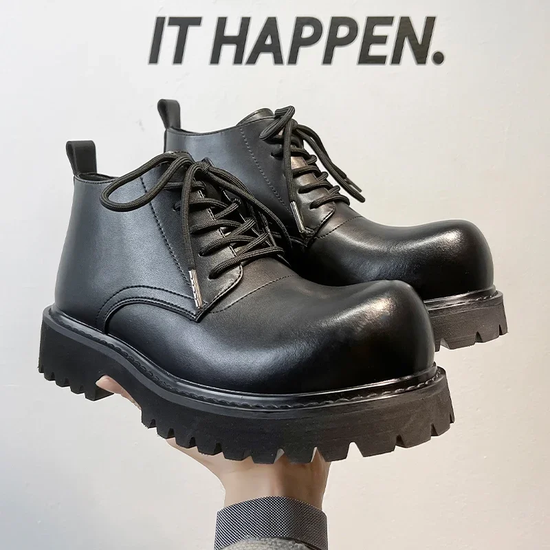 

High Quality Leather Shoes for Man Fashion Designer Luxury Men Dress Shoes Thick Soled Platform Men's Sneakers Zapatillas Hombre