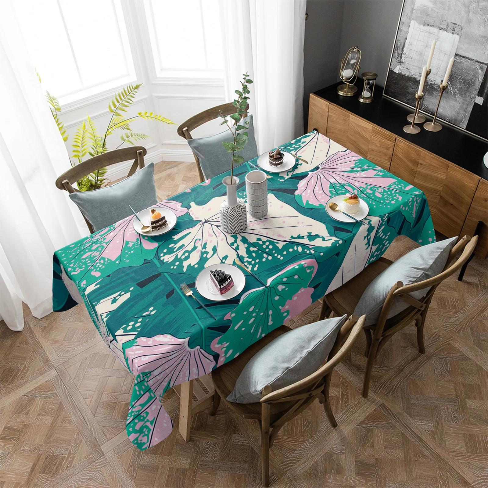 

Tropical Turtle Leaf Graffiti Table Cloth Waterproof Home Decoration Tablecloth Party Kitchen Dinner Table Cover