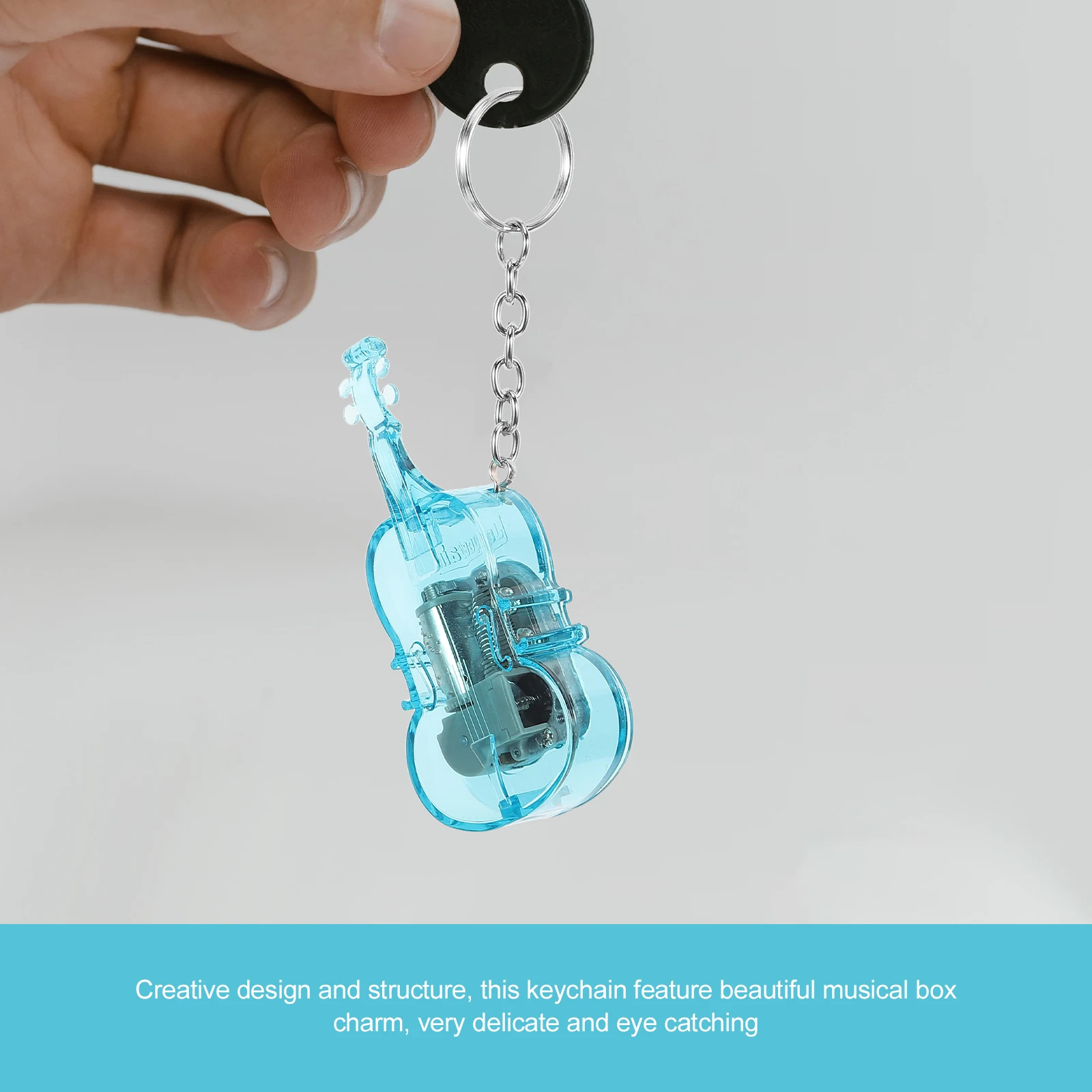 

Musical Box Keychain Violin Shaped Reliable Sturdy Creative Design No Handle Turn Play Music Eye Catching Women Outfits