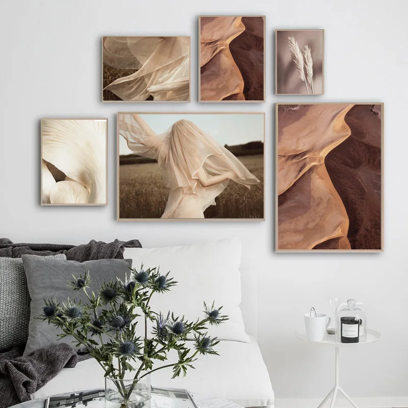 

Wall Art Canvas Painting Girl Wheat Flower Leaves Plant Nordic Posters And Prints Landscape Wall Pictures For Living Room Decor