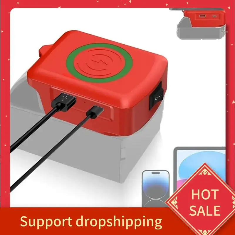 

B44C Wireless Cell Phone Charger Lithium Battery Adapter For 18V Battery With USB-C 2.1A Fast Charges