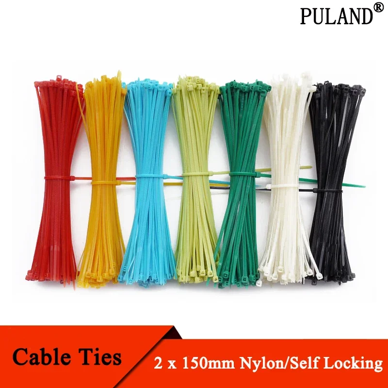 100Pcs Self Locking Nylon Cable Ties 2 x 150mm Plastic Zip Tie Band Wire Binding Wrap Straps DIY Cable Fasten Organiser