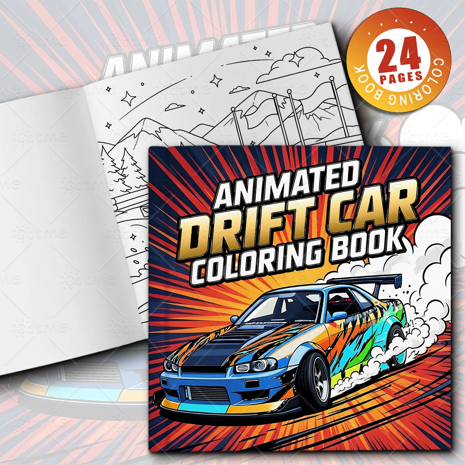 ANIMATED DRIFT CAR Coloring Book Simple Joys Stress Relief Drawing Book Perfect Gift for Party and Birthday Christmas
