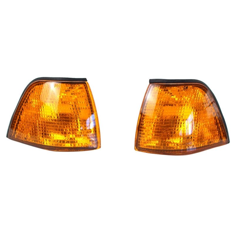 

2Pcs Yellow Amber Indicator Lamp Corner Light Lens Side Corner Signal Light Fit For Bmw E36 3 Series 4 Door 1992-1998