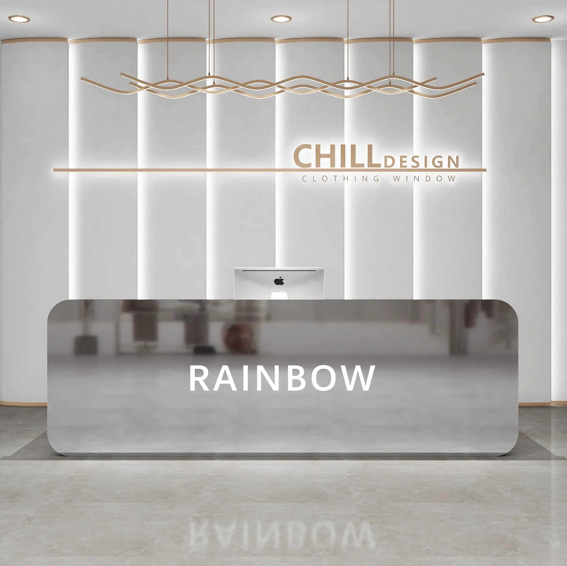 Light Luxury Stainless Steel Reception Desk 100cm Height X 150cm Width For Cashier/Clothing Store/Beauty Salon/Barber Counter