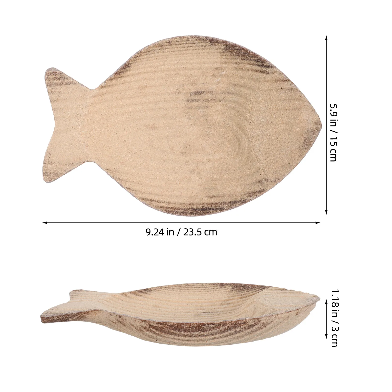 2Pcs Wooden Fish Shaped Tray Natural Rustic Decorative Platter Key Holder Jewelry Bathroom Storage Table Centerpiece Entryway