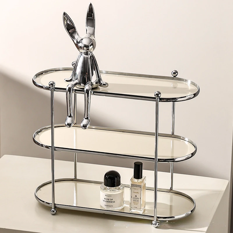 Iron Kitchen Organizer Storage Shelf Rack Bathroom Organizer Makeup Counter 3 Tier Tray Home Decor Desktop Holder Living Room