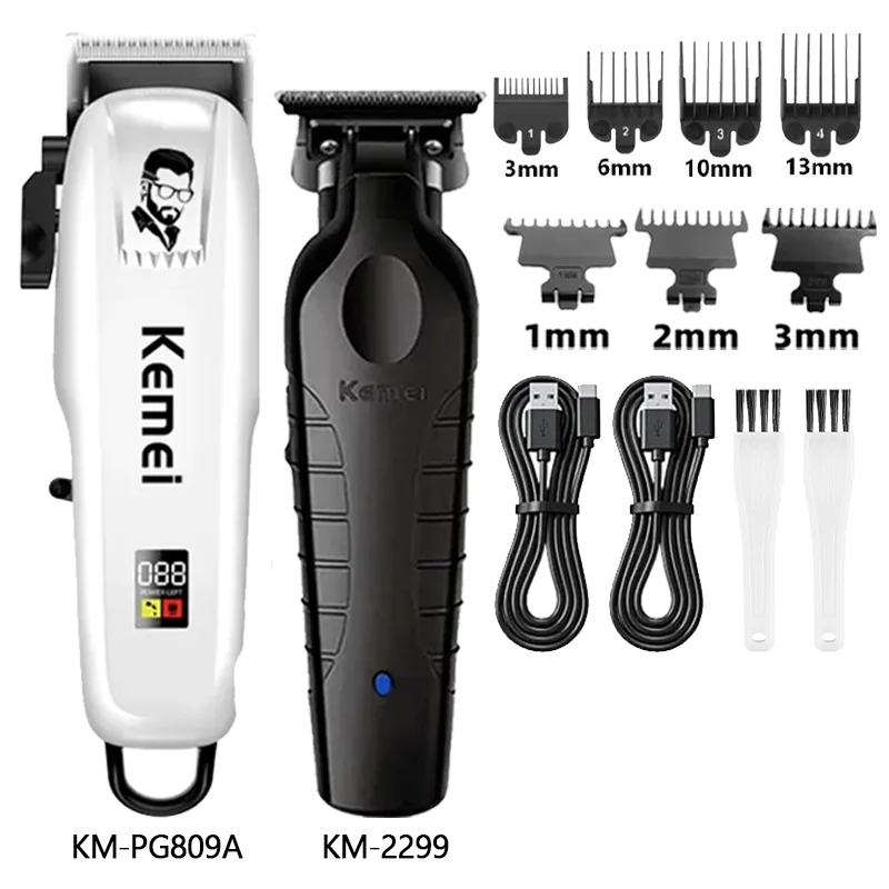 Kemei Hair Clipper Km-PG809A Km-2299 Km-1102 Barber Blading Hair Cutting Machine Clipper Grooming Cordless Rechargeable Shaver