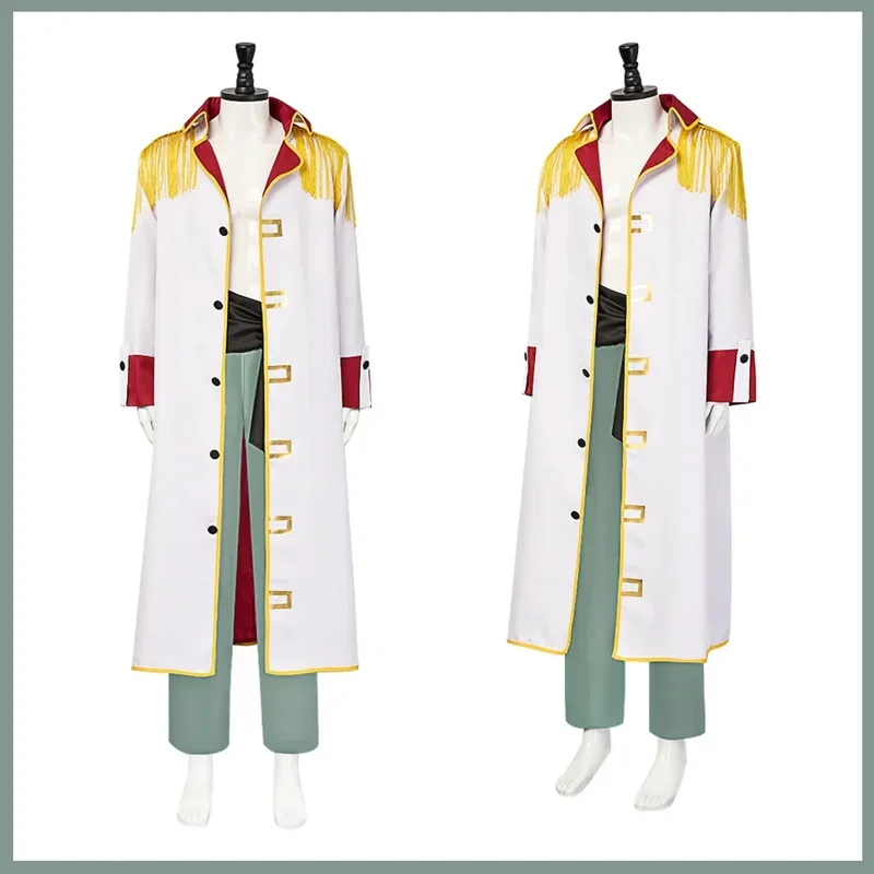 FC6Anime Edward Newgate Cosplay Costume Whitebeard Pirates Shock Fruit White Military Uniform Cloak Coat Uniform Man Carniv@FC8！