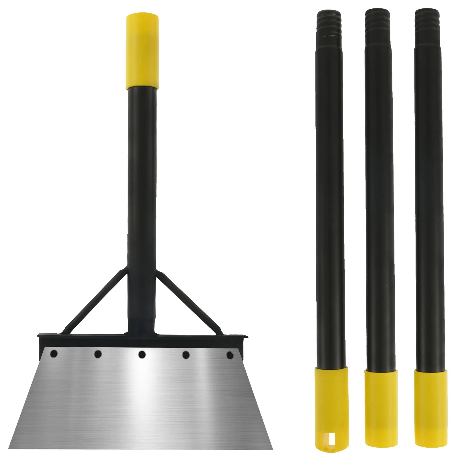 

Flat Snow Shovel Carbon Steel Garden Cleaning Shovel Adjustable Length Flat Cleaning Shovel Easy to Install Use Garden Scraper
