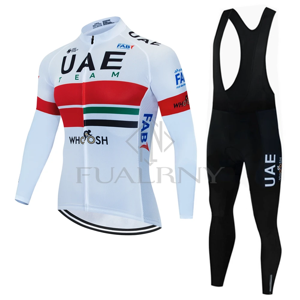 2024 UAE Autumn Long Sleeve Cycling Jersey Set Bike Suit 19D Gel Pad Clothing Suit MTB Bike Road Pants Bicycle Bib Ropa Ciclismo