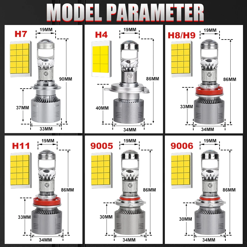 H7 h4 faróis led canbus h11 h8 h9 9005 hb3 9006 hb4 turbo luz 6000k 9580 csp chip nevoeiro lâmpada mini lente do projetor bi lâmpada 12v