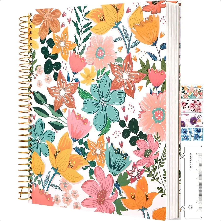 Hardcover Spiral Notebook College Ruled Aesthetic Spiral Notebook Journal with Large Pockets Note Book for Note Taking Work Wom