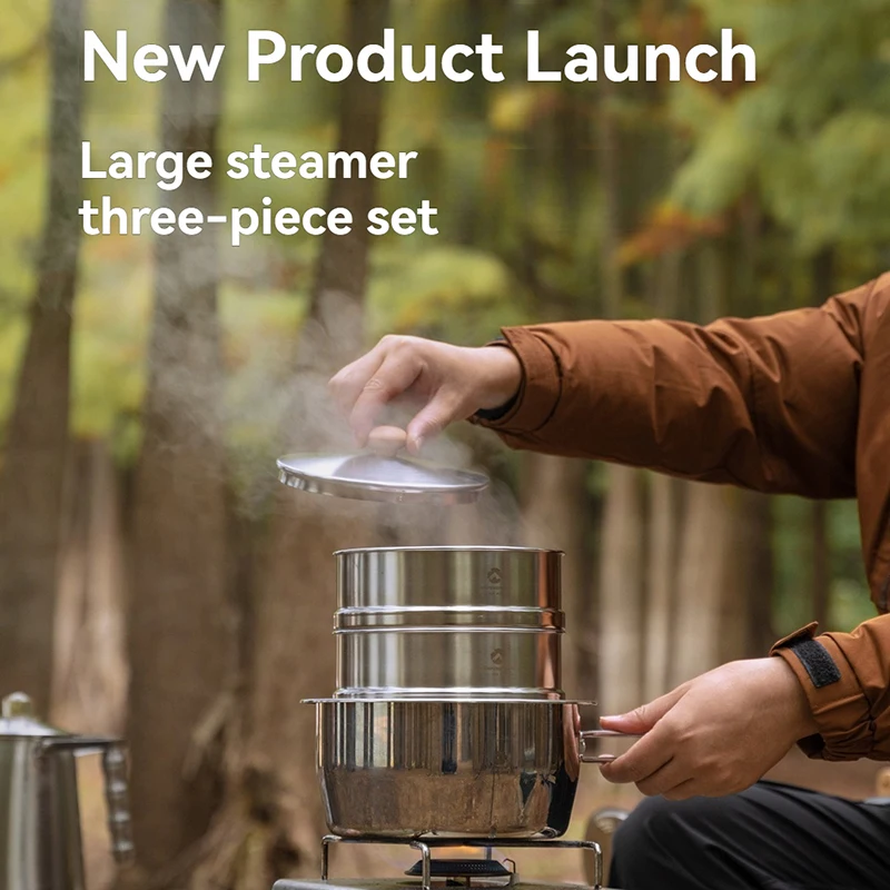 campingmoon-s363-medium-double-steamer-bottom-support-set-304-stainless-steel-home-camping-portable-cooking-steamer