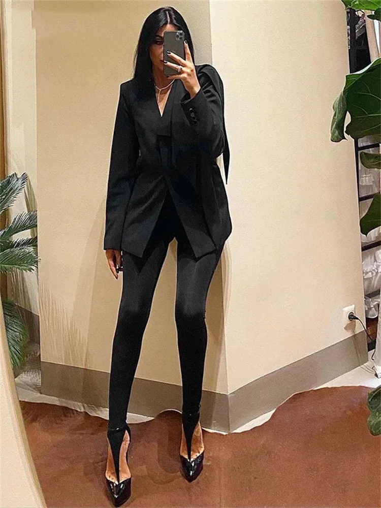 Black high waisted tight Y2K women's pants sexy shiny casual club 2025 tight pants pants