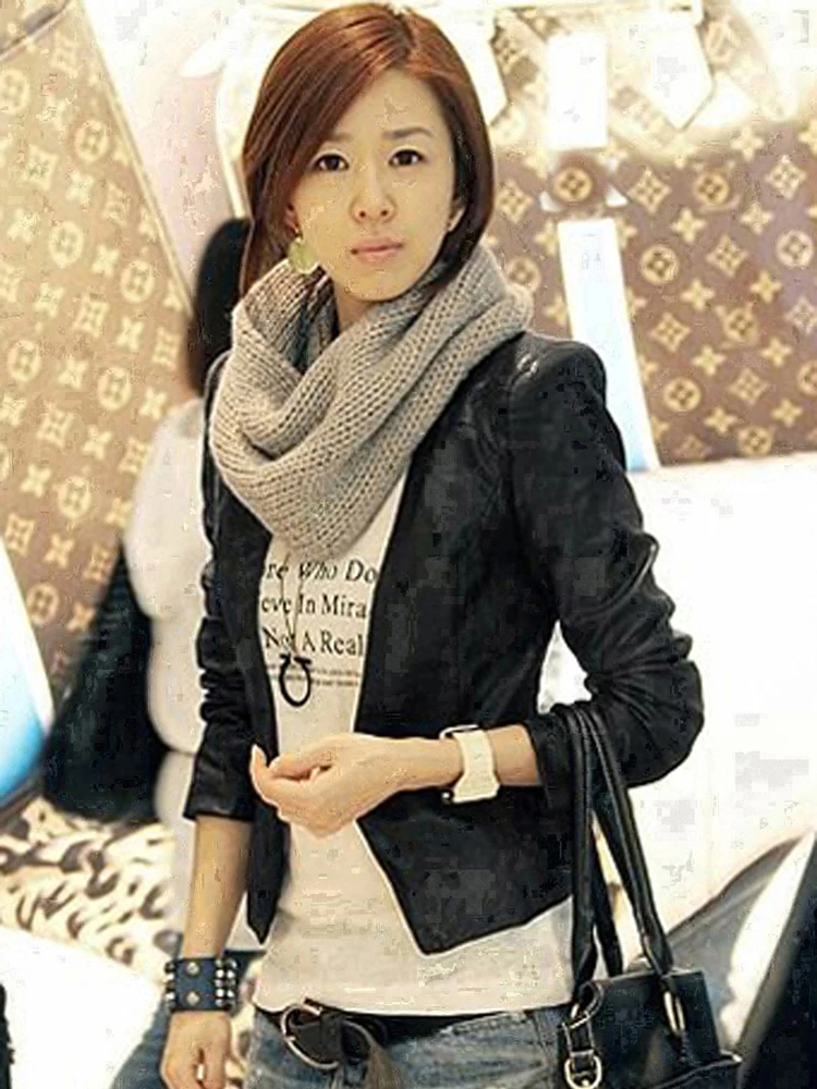 

Casual Sle Genuine eep Leather Jaet Women's Slim Fit ort Coat Young Profional Lapell Outerwear AYEFIFO