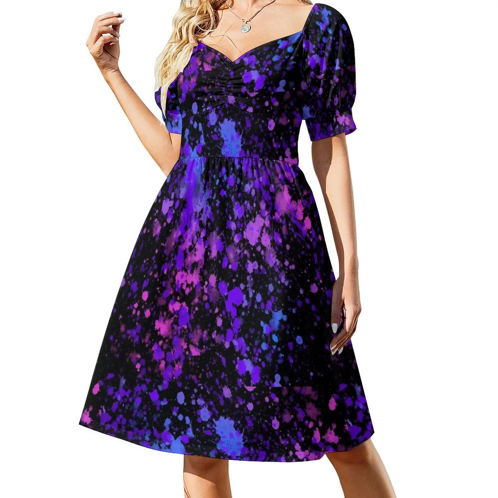 Pastel Neon Paint Splatters Short-Sleeved Dress Elegant gowns Cocktail of dresses party dresses women