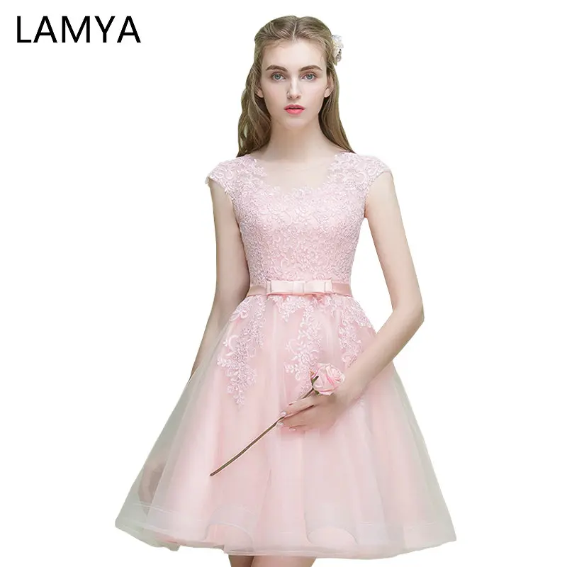 

Customized Cheap Vintage Short Evening Dress Women Lace Tulle Appliqued Prom Dress Elegant Party Gown Zipper Vestidos De Novia