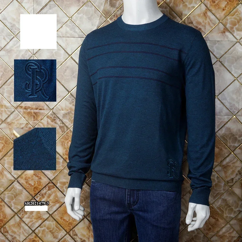 Suéter de cachemira BLKA CPTG para hombre, ropa de punto de cuello redondo, elástica, de negocios, de talla grande, para otoño e invierno, M-4XL, 2024