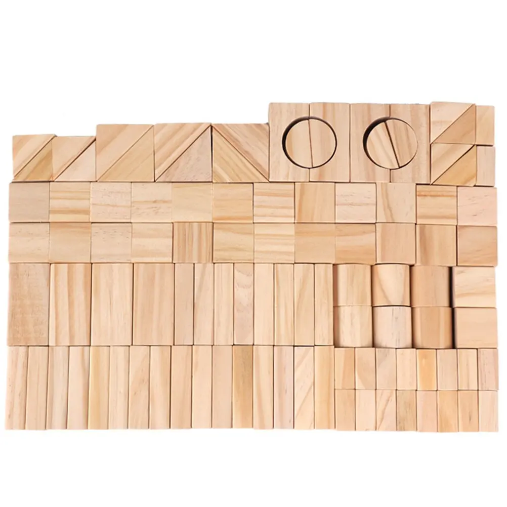 

100 Pcs Wooden Natural Wood Cubes Educational Set for Kids Creative Building and Fine Motor Skills Development