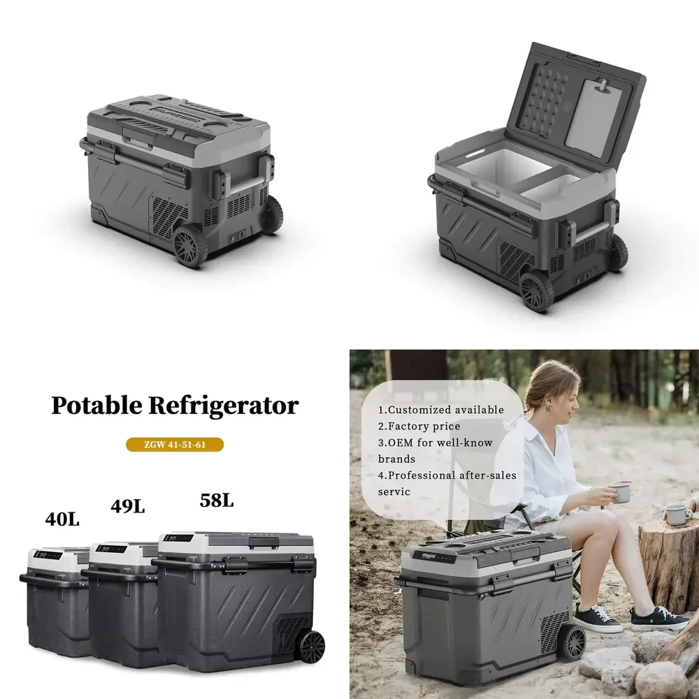 2026 Dual Zone Portable Camping Fridge for Car RV Outdoor Travel Mini Refrigerator with Dual Control ABS Cooling System 12V
