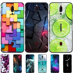 For Nubia Red Magic 5G Case Silicone Cat Painted Soft Black Cover for ZTE Nubia Red Magic 5S 5G Cover TPU Coque Protective Capa