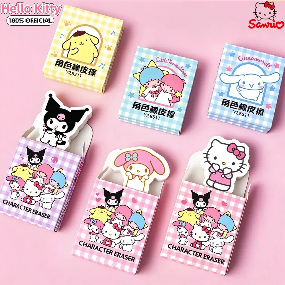Genuine Sanrio Cartoon Pencils Erasers Kawaii Hello Kitty Kuromi Cinnamoroll Melody Erase Cleanly Without Leaving Marks Eraser