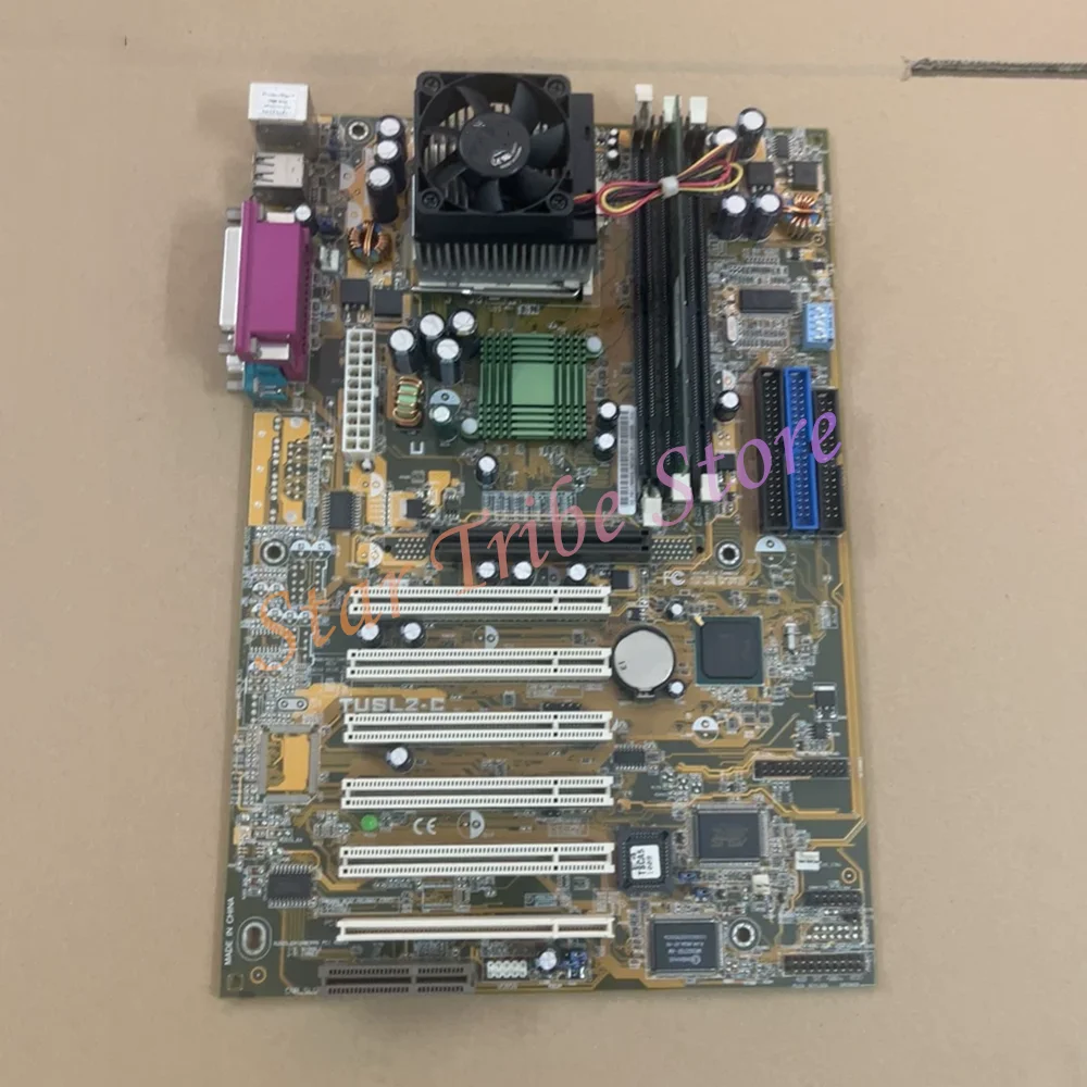Motherboard TUSL2-C REV.1.04 With CPU Fan And Memory
