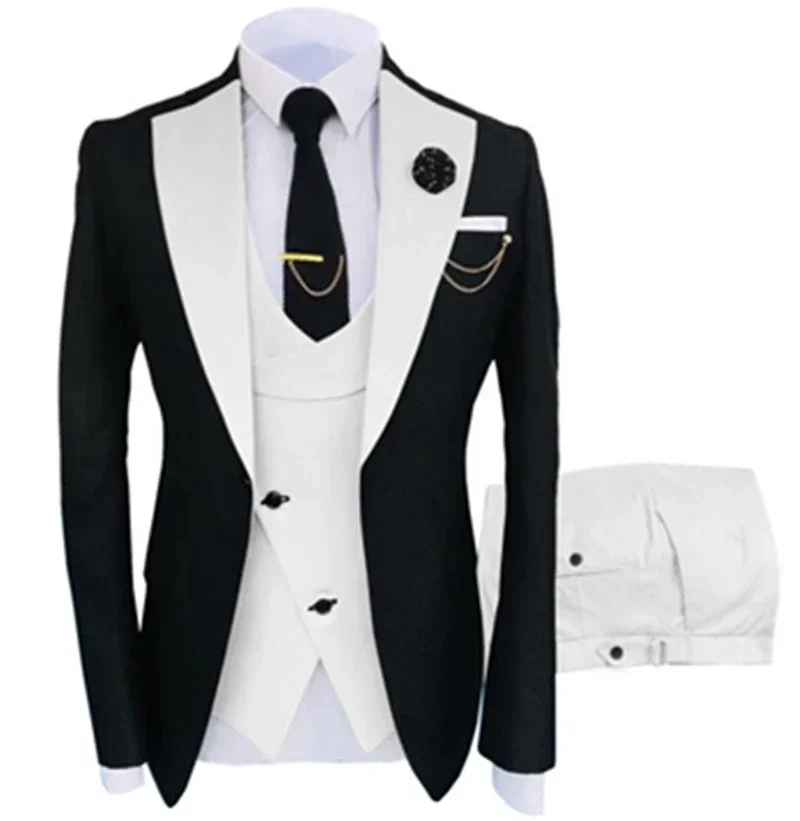 Fashion New Men's Casual Boutique Business Oblique Breasted Vest Suit Coat Trousers Trajes De Hombre De Vestir Elegantes