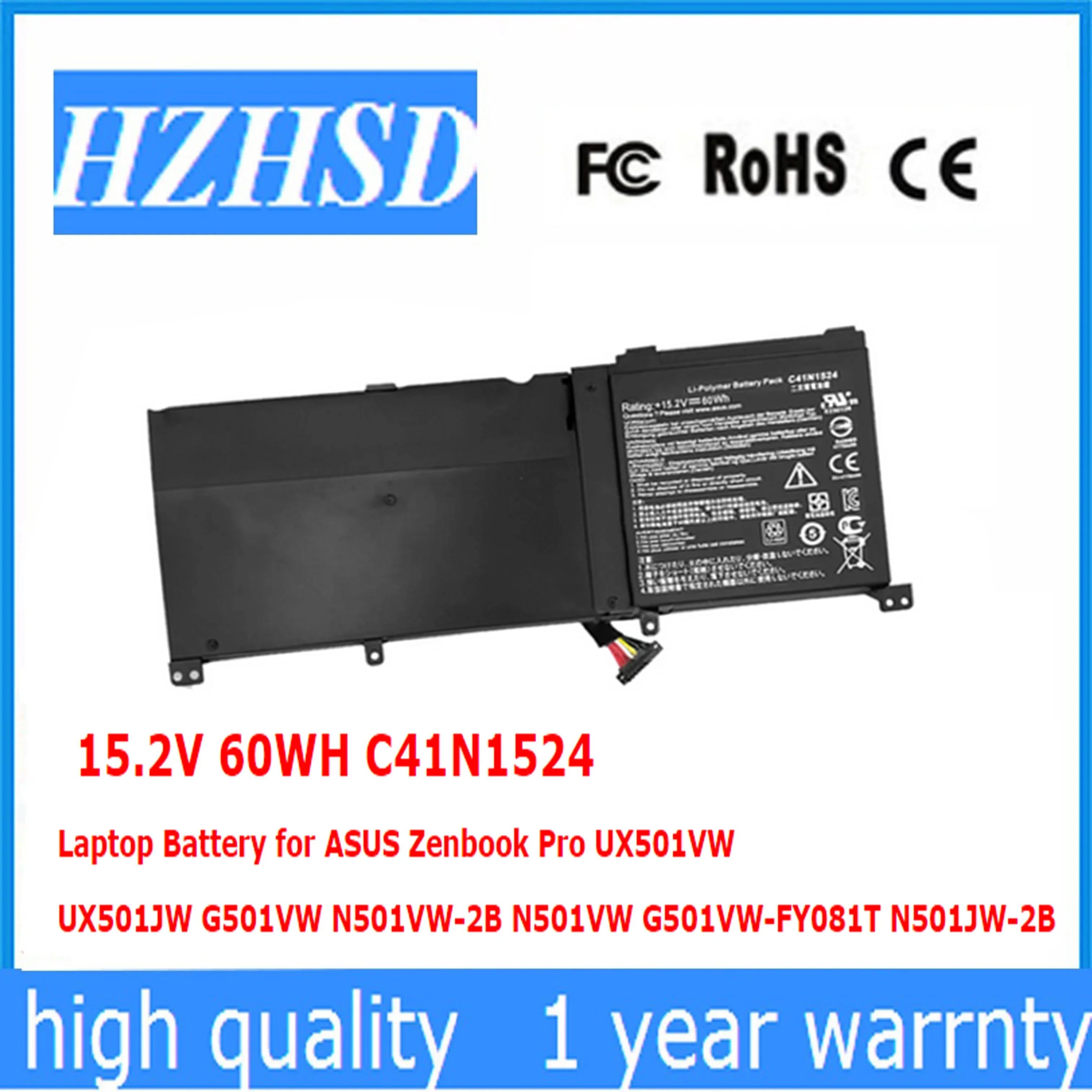 15.2V 60WH C41N1524 Laptop Battery for ASUS Zenbook Pro UX501VW UX501JW G501VW N501VW-2B N501VW G501VW-FY081T N501JW-2B