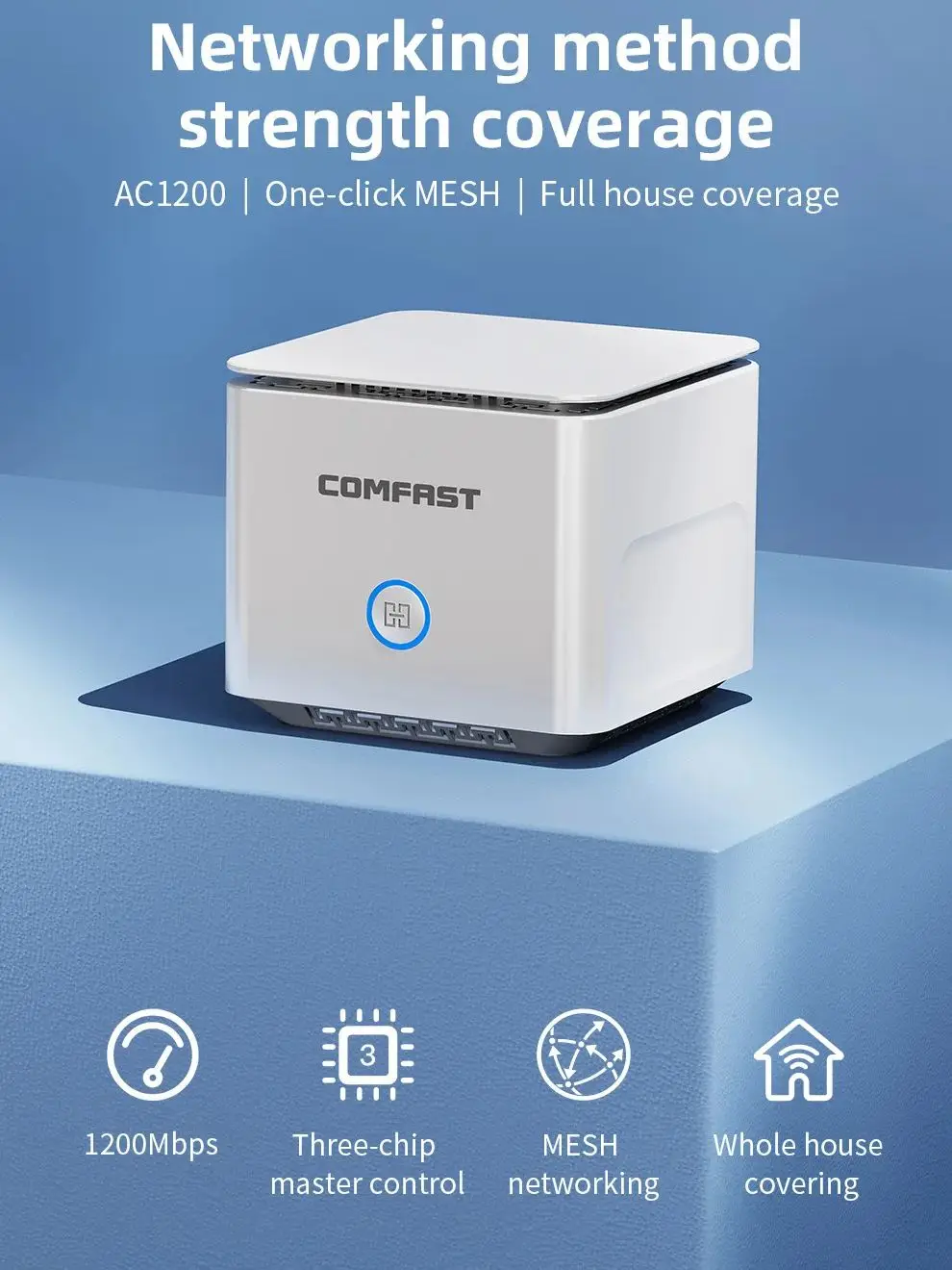 Comfast AC1200 WiFi5 Mesh System Wireless Router Wi-Fi5 Mesh WiFi Router up to 200 sq.ft. Wifi range extender