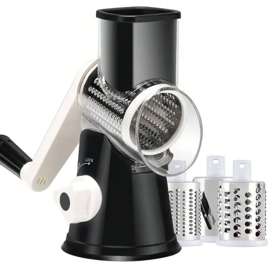1pc Highly efficient and versatile Vegetable and Fruit Slicer Grater - benchtop drum cutter with drum design for fast, even shre