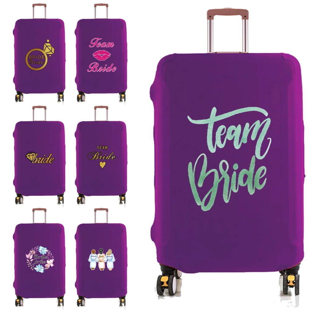 Luggage Cover Elastic Travel Trolley Suitcase Protective Baggage Dust Cover Bride Print Suitcase Cover Purple Travel Accessories