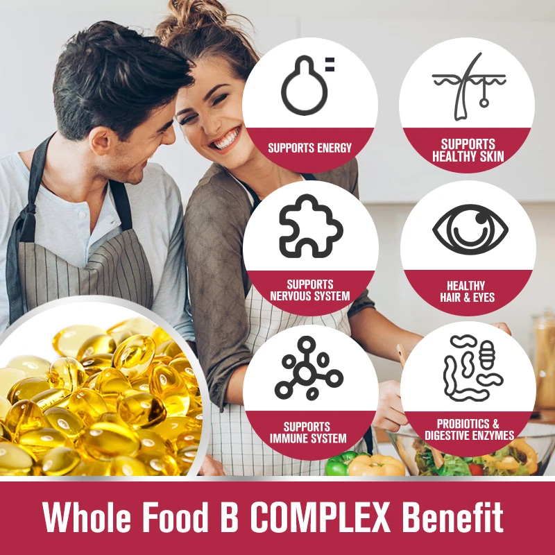 Complex Vitamin B Capsule, ( B1 B2 B3 B5 B6 B7 B12 ) Support Better Moods Reduce Stress Anti Fatigue Liver Detoxification