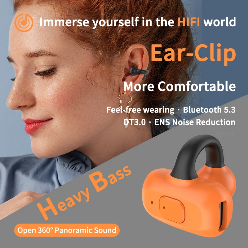 4th Gen Bone Conduction Concept Bluetooth Earphone Mini Ear-Clip Earring HIFI Stereo TWS Sports Gaming Wireless Headset With Mic