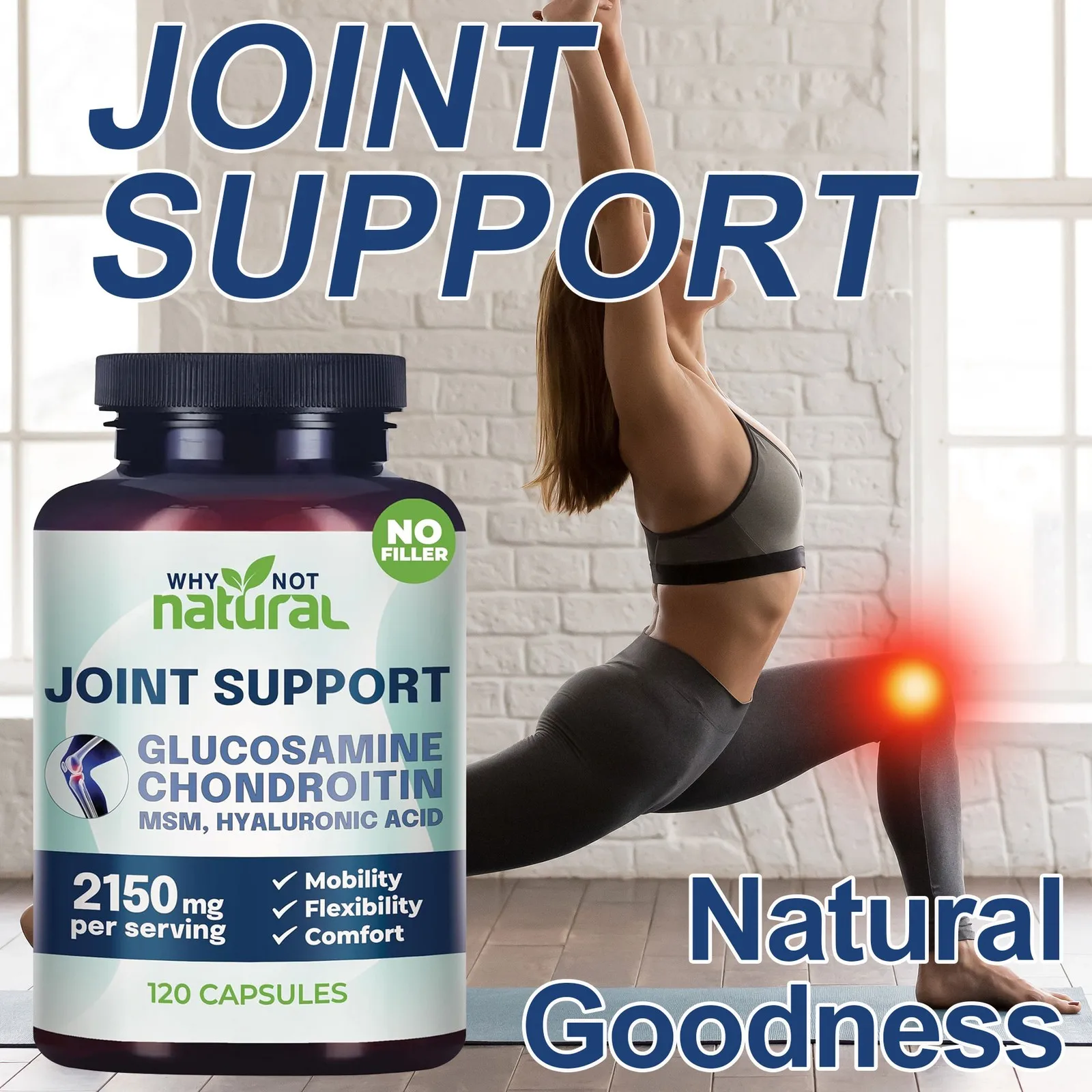 Glucosamine Chondroitin MSM - Joint Support Supplement for Men and Women, Triple Strength Vitamin - Relieve Joint Discomfort